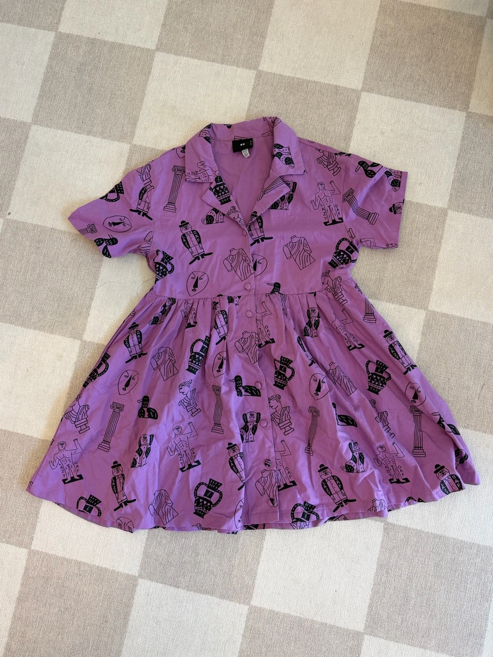Lazy Oaf Lilac Short-Sleeve Printed Smock Dress - Picture 2 of 2